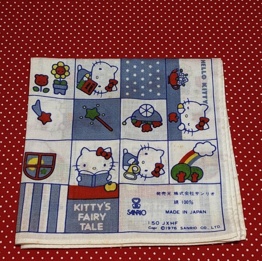 ハローキティ ハンカチ 1976年製 1976 ヴィンテージ サンリオ/かわいい 'ハローキティ' ハンカチ